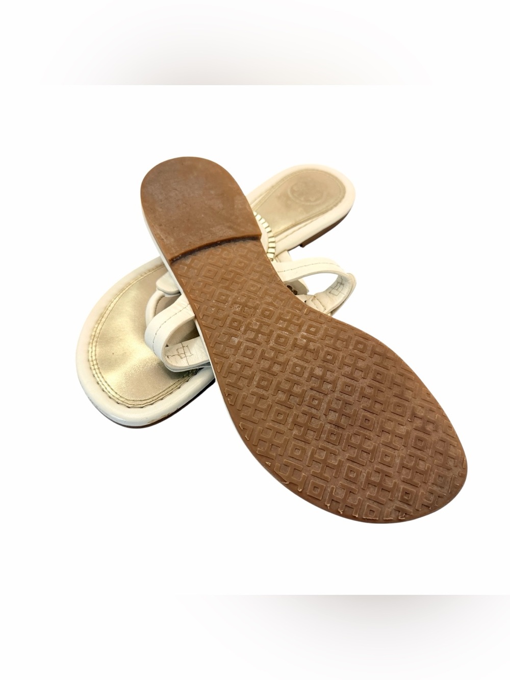 Tory Burch Miller Leather Logo Thong Sandals White/Cream Women’s Size 5.5M - Picture 5 of 5